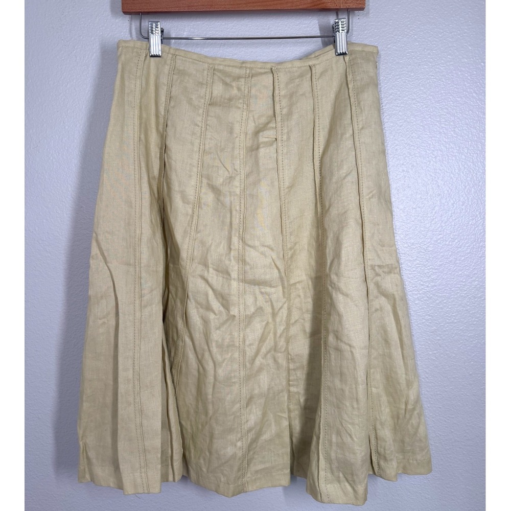 Edward 100% Linen Skirt Women's Size 8‎ A-Line Pleated Career Casual Knee-Length
